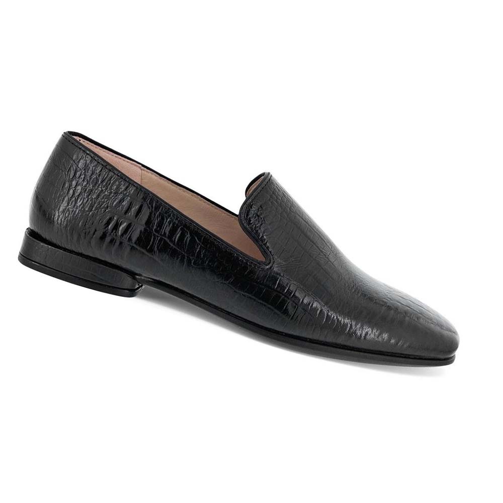 Ecco Anine Squared Smoking Loafers Dame Svarte | NO 154GSO